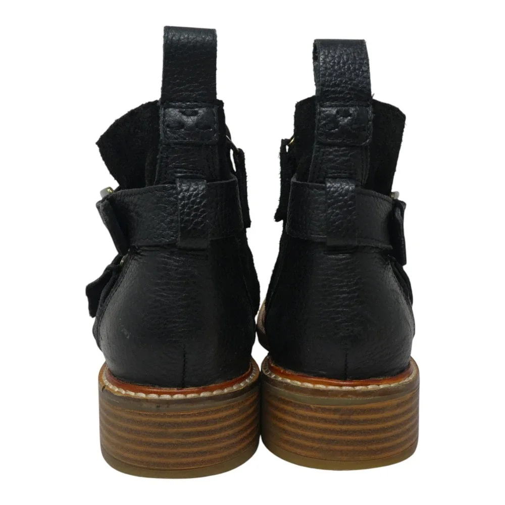 Clarks Ankle Boots Womens 7 Black Leather Suede Buckle Moto Zip